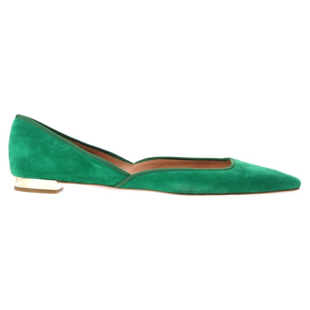 Aquazzura Maia Ballet Flats in Green Suede